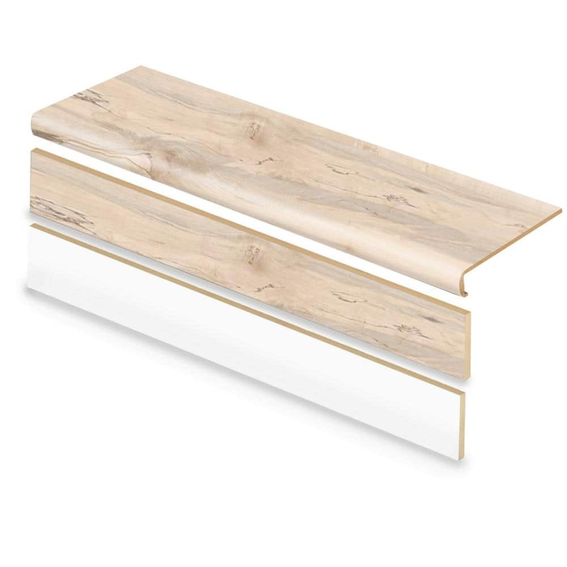 Cap A Tread Navarra Maple 47 in. L x 12.15 in. W x 2.28 in. T Vinyl Overlay Stair Tread and Reversible Riser Kit 01CA78096