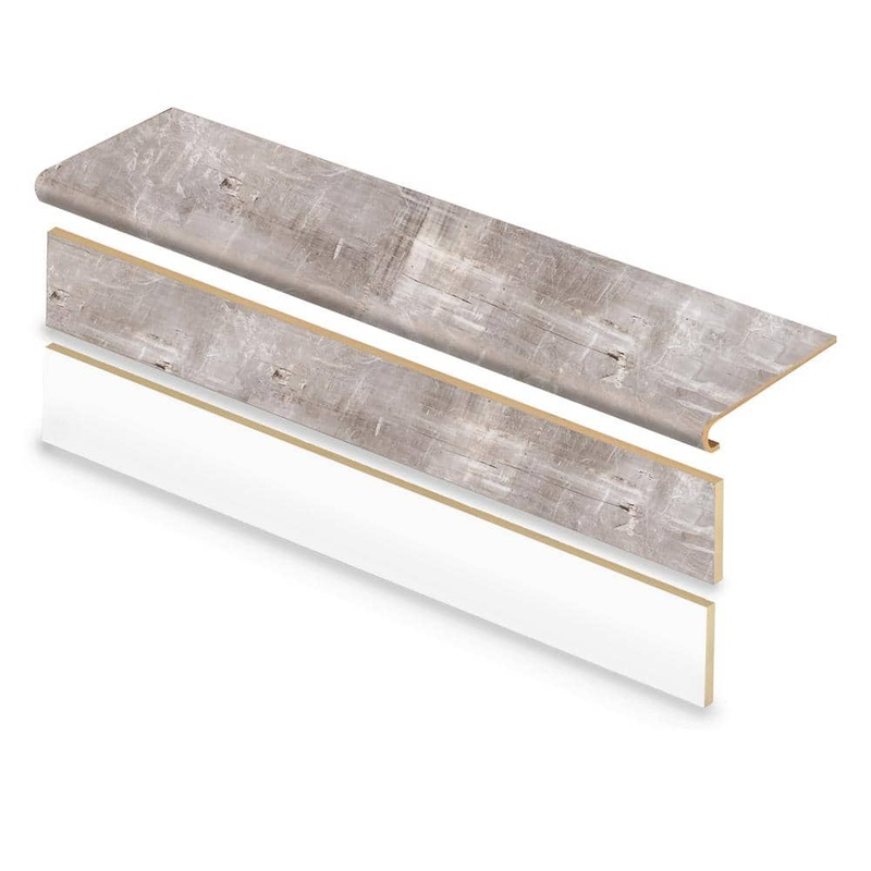 Cap A Tread Scratch Stone 47 in. L x 12.15 in. W x 42.92 mm T Vinyl Overlay Stair Tread and Reversible Riser Kit 01C073836