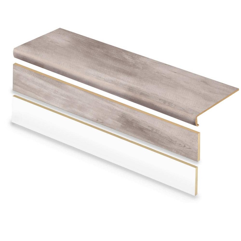 Cap A Tread Sorento Platinum Beige/Fishers Island Wood 47in.Lx12.15in.Wx57.91 mmT Vinyl Overlay Stair Tread and Reversible Riser Kit 01CA73900