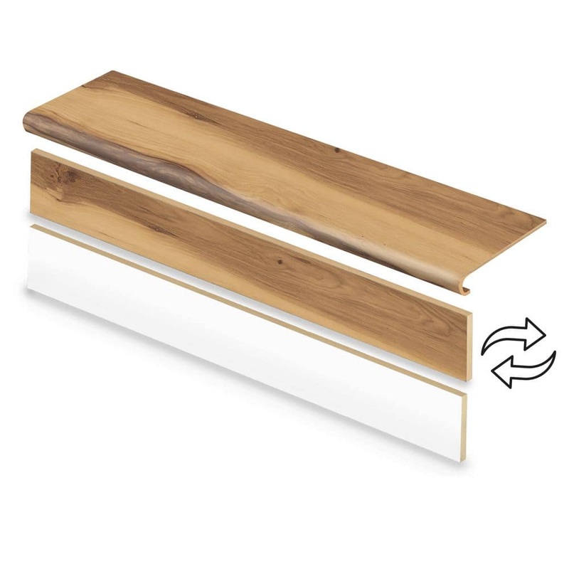 Cap A Tread Sparta Mound Maple 47 in. L x 12.15 in. W x 42.92 mm T Vinyl Overlay Stair Tread and Reversible Riser Kit 01C077973