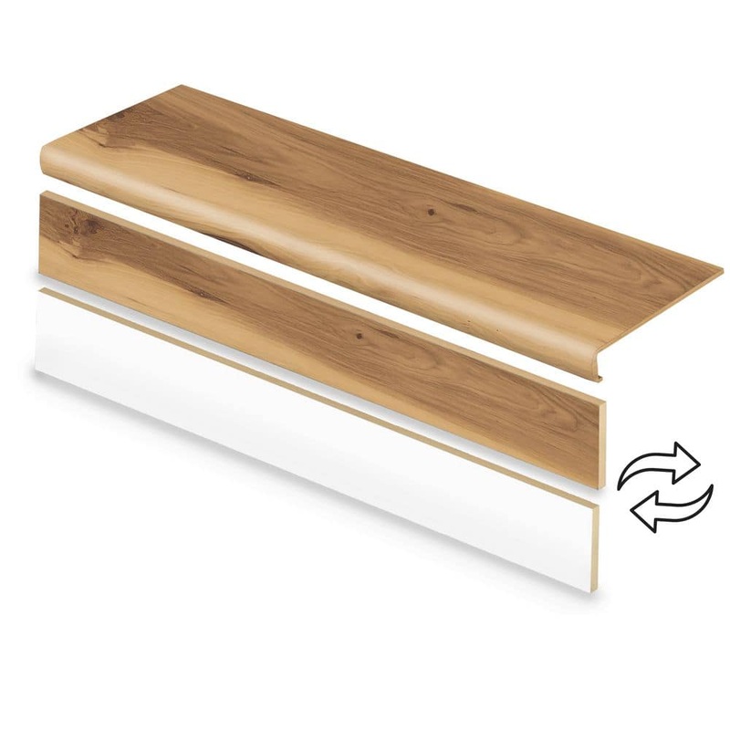 Cap A Tread Sparta Mound Maple 47 in. L x 12.15 in. W x 57.91 mm T Vinyl Overlay Stair Tread and Reversible Riser Kit 01CA77973