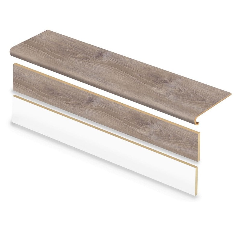 Cap A Tread Sterling Oak 47 in. L x 12.15 in. W x 42.92 mm T Vinyl Overlay Stair Tread and Reversible Riser Kit 01C073691