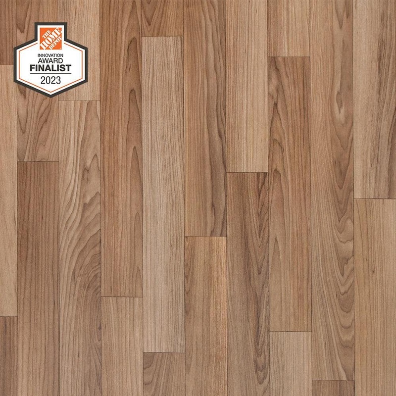 TrafficMaster Autumn Brown Oak Residential Vinyl Sheet Flooring 5 MIL 12 ft. Wide x Cut to Length U9160405K743G14