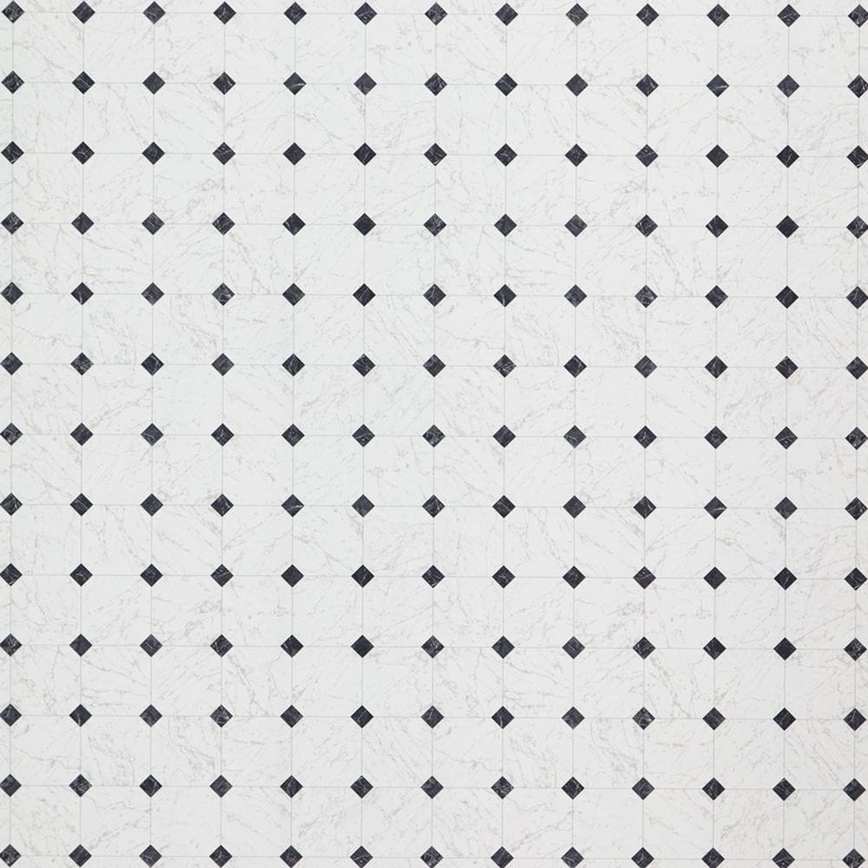TrafficMaster Black and White Marble Paver 5 MIL x 12 ft. W x Cut to Length Waterproof Vinyl Sheet Flooring C1100405K509G14