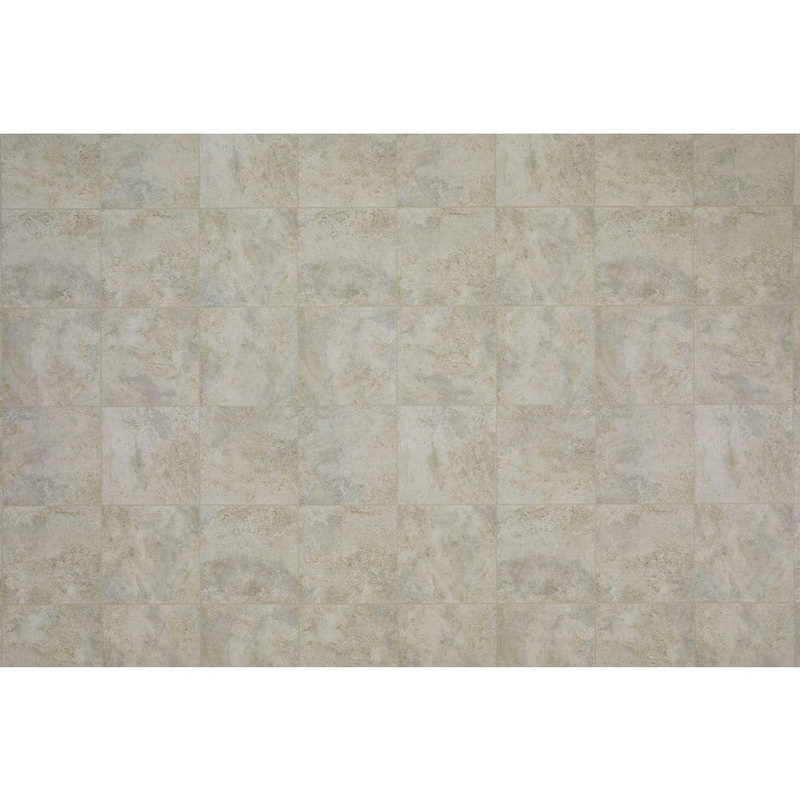 TrafficMaster Taupe Gray Tile 10 MIL x 12 ft. Wide x Cut to Length Waterproof Vinyl Sheet Flooring U5260406K522G14