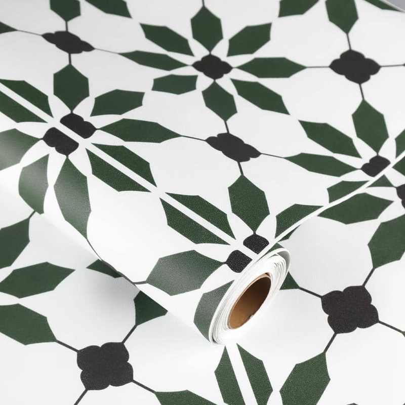 Jeedeson 4 MIL 12 in. x 120 in. Dark Green Cut to Length Flooring Roll, Residential Vinyl Sheet Flooring, Water Resistant JDS-DQ0702-10P