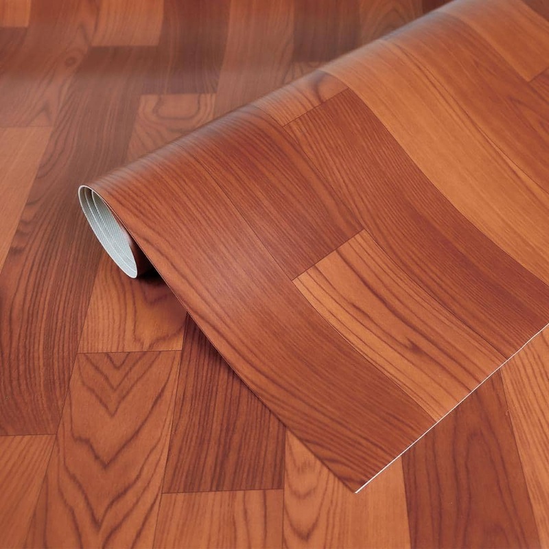 Jeedeson 6 MIL x 3.28 ft. W x Cut to Length Thickness Waterproof Vinyl Sheet Flooring, Dark Brown (Covered 53.82 sq.ft./Box) JDS-ZM1018-15