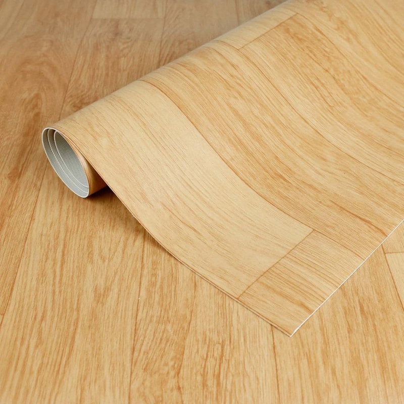 Jeedeson 6 MIL x 3.28 ft. W x Cut to Length Thickness Waterproof Vinyl Sheet Flooring, Light Wood Grain(Covered 53.82 sq.ft./Box) JDS-ZM1602-15