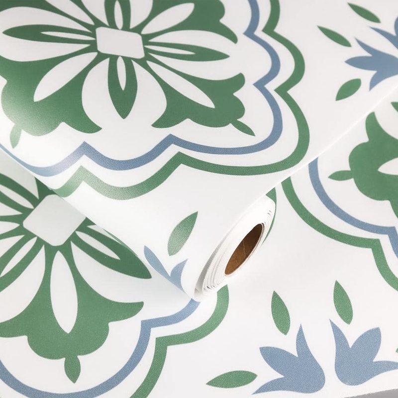 Jeedeson Green 4 MIL 12 in. x 120 in. Vinyl Peel and Stick Flooring Roll, Water Resistant Flooring Roll, Cut to Length JDS-DQ0301-10P