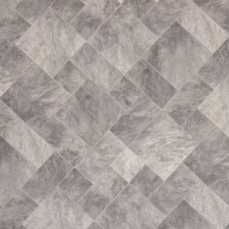 Lifeproof Essex Grey Tile 16 MIL 13.2 ft. W x Cut to Length Waterproof Vinyl Sheet Flooring U6430621K991M15