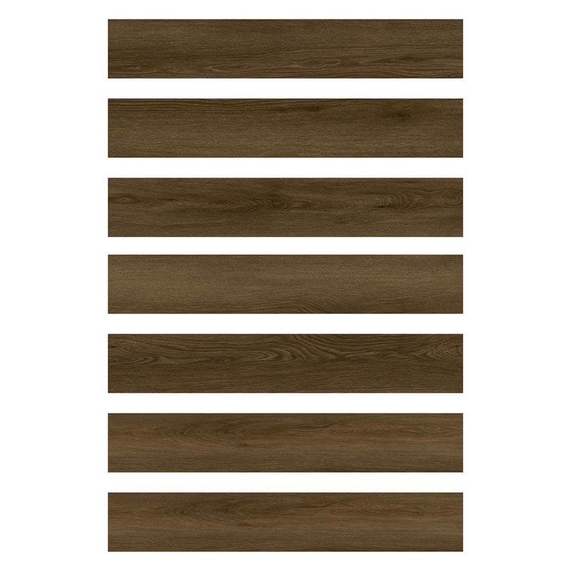 FloorPops Dark Oak 2 MIL x 6 in. W x 36 in. L Water Resistant Peel and Stick Vinyl Tile Flooring (10.5 sq. ft.) FPW6155