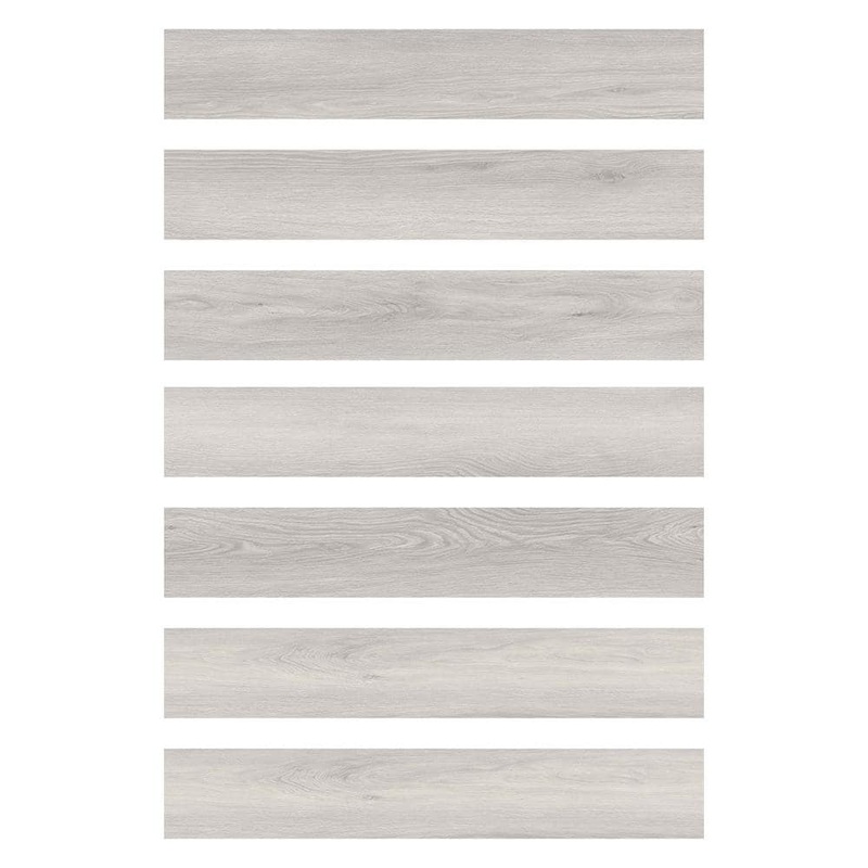 FloorPops Light Grey 2 MIL x 6 in. W x 36 in. L Water Resistant Peel and Stick Vinyl Tile Flooring (10.5 sq. ft.) FPW6159