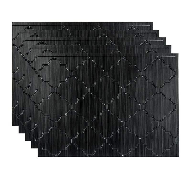 Fasade 18.25 in. x 24.25 in. Monaco Vinyl Backsplash Panel in Brushed Onyx (5-Pack) PB6842