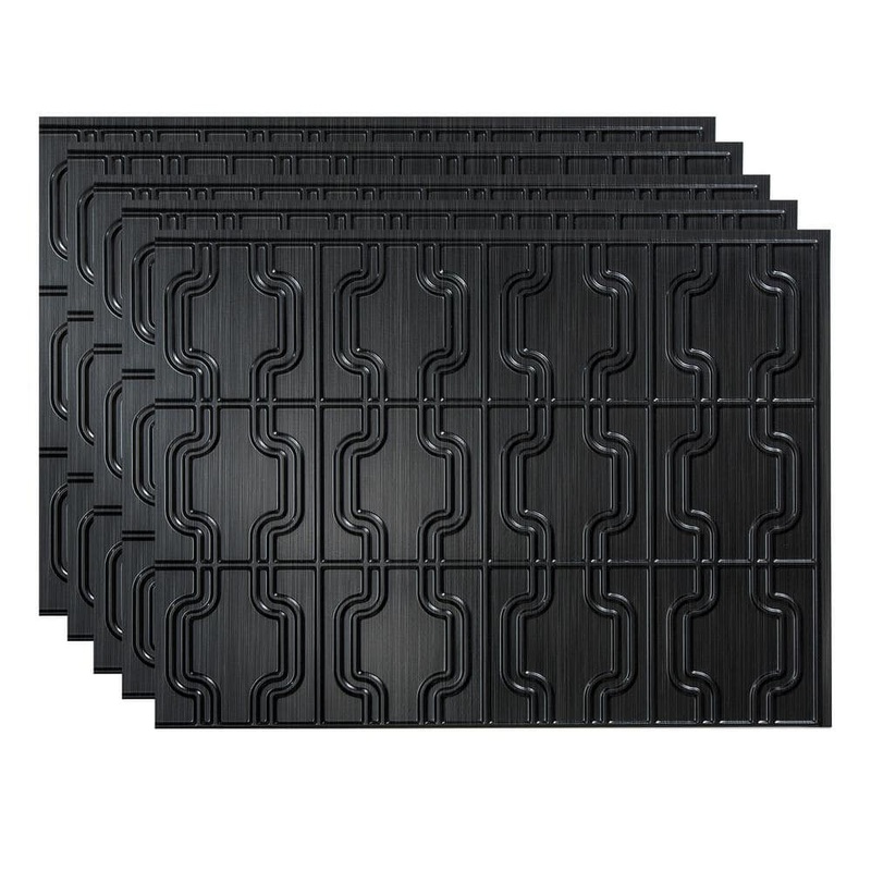 Fasade 18 in. x 24 in. Chain Brushed Onyx Vinyl Backsplash Panel (Pack of 5) PB7742