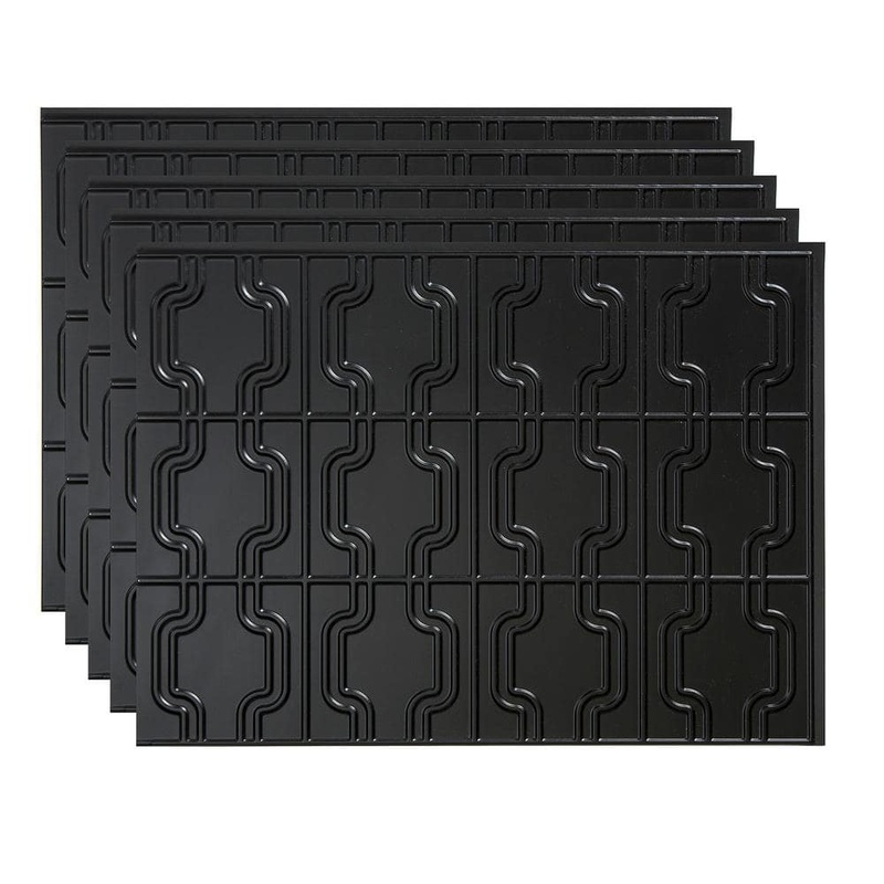 Fasade 18 in. x 24 in. Chain Matte Black Vinyl Backsplash Panel (Pack of 5) PB7707