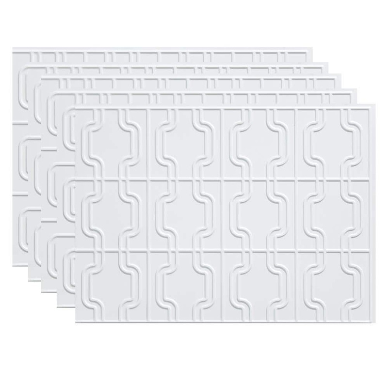 Fasade 18 in. x 24 in. Chain Matte White Vinyl Backsplash Panel (Pack of 5) PB7701