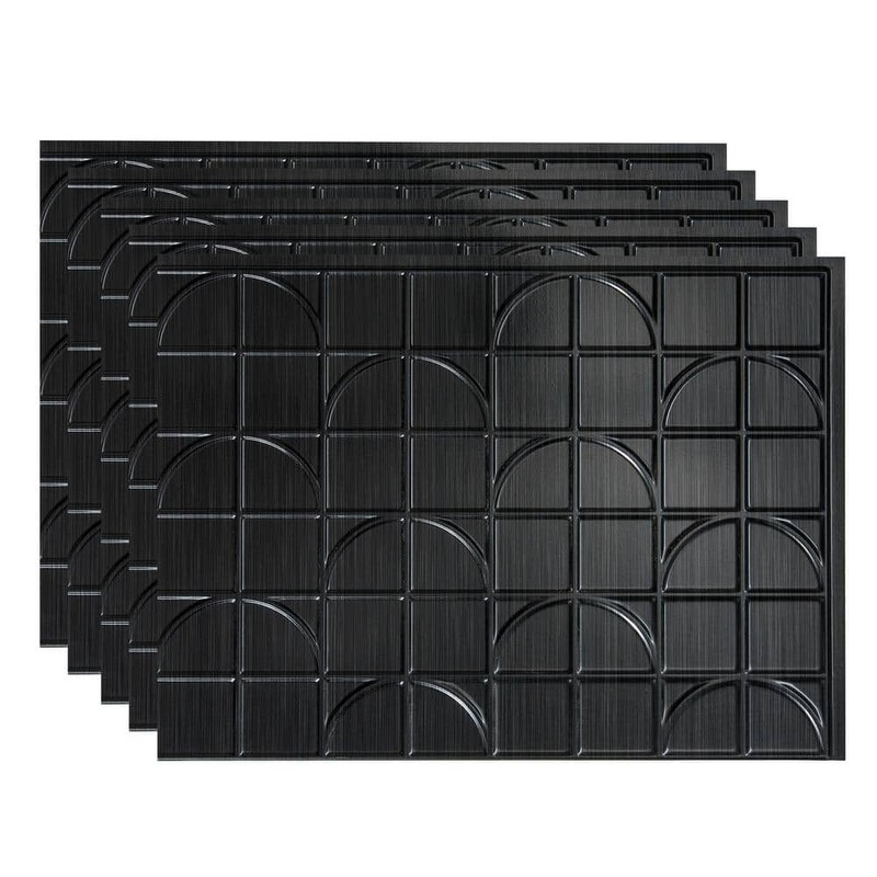 Fasade 18 in. x 24 in. Crescent Brushed Onyx Vinyl Backsplash Panel (Pack of 5) PB7642