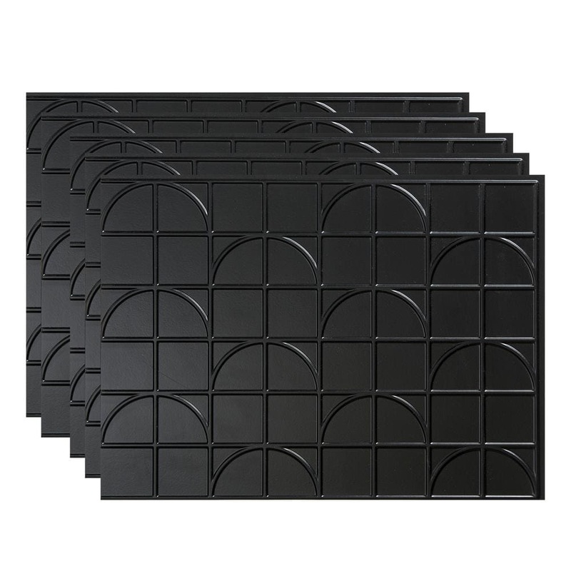 Fasade 18 in. x 24 in. Crescent Matte Black Vinyl Backsplash Panel (Pack of 5) PB7607