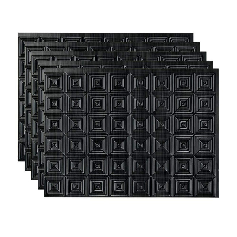 Fasade Brushed Onyx 18 in. x 24 in. Miniquattro Vinyl Backsplash Panel (Pack of 5) PB5342