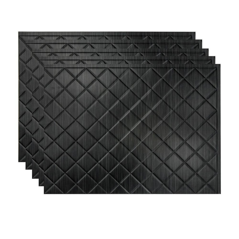 Fasade Brushed Onyx 18 in. x 24 in. Quilted Vinyl Backsplash Panel (Pack of 5) PB5442