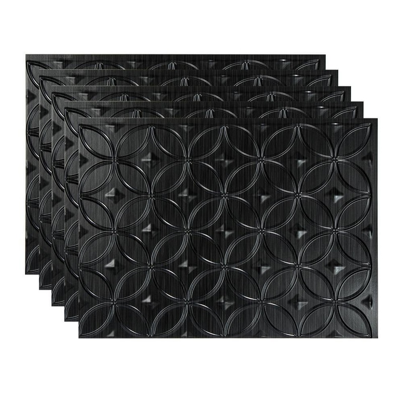 Fasade Brushed Onyx 18 in. x 24 in. Rings Vinyl Backsplash Panel (Pack of 5) PB6142