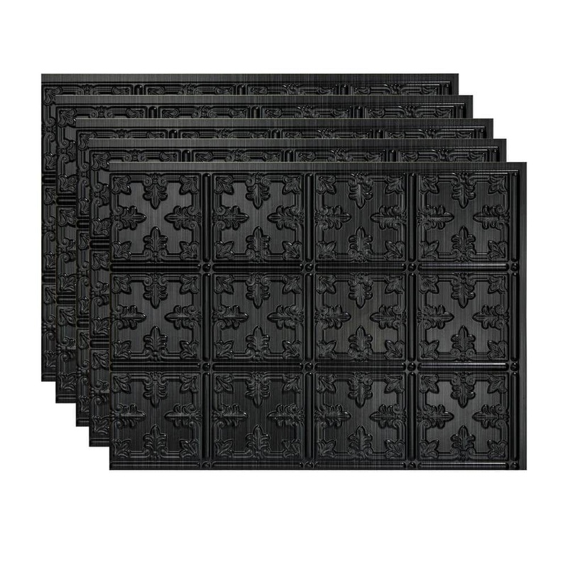 Fasade Brushed Onyx 18 in. x 24 in. Traditional 10 Vinyl Backsplash Panel (Pack of 5) PB5742