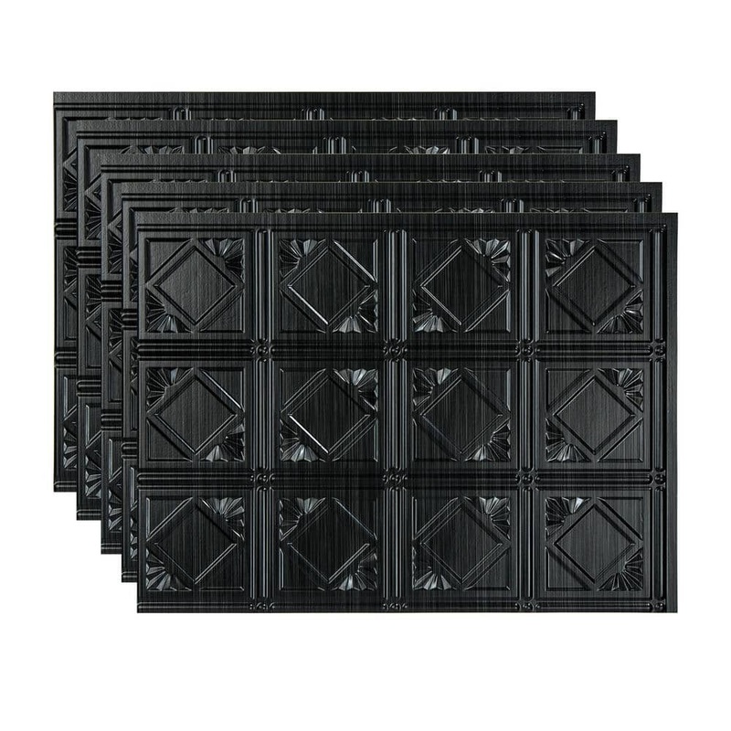 Fasade Brushed Onyx 18 in. x 24 in. Traditional #4 Vinyl Backsplash Panel (Pack of 5) PB5142