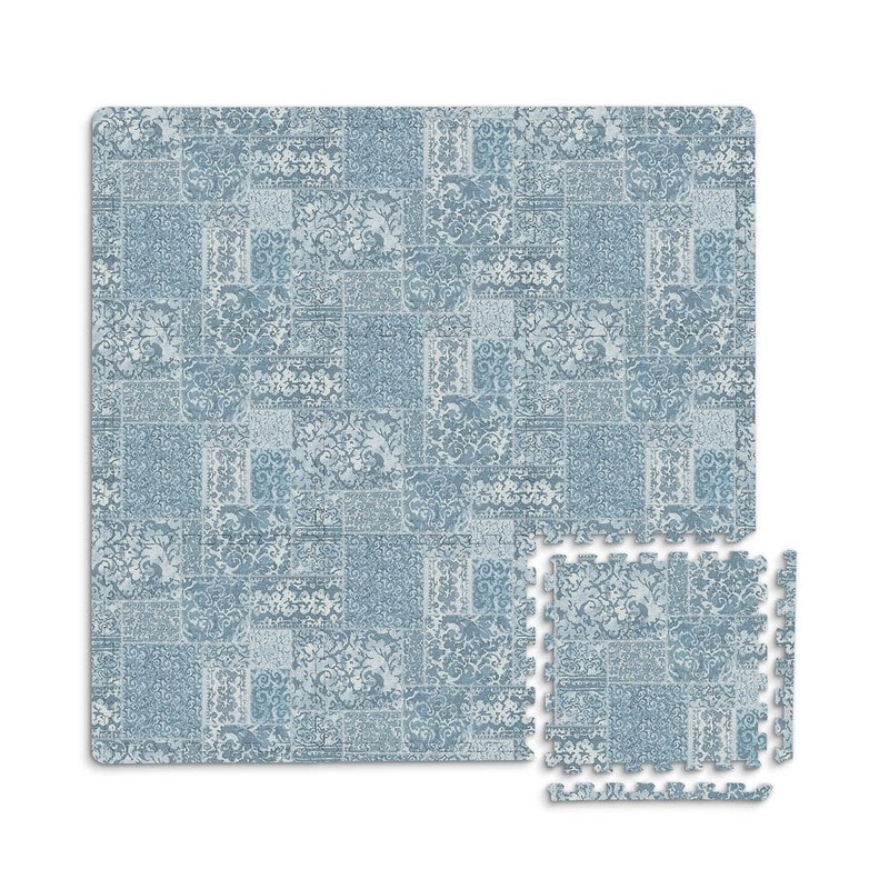 FloorPops Mercado Blue 34.2 in. x 34.2 in. Matte Foam Interlocking Floor Tile (9 Tiles/Case) FP3597