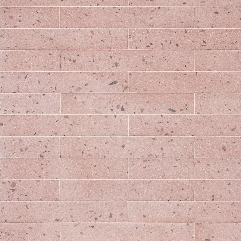 Ivy Hill Tile Fusion Brick Blush Pink 2.48 in. x 15.74 in. Natural Terrazzo Cement Subway Wall Tile (5.38 sq. ft./Case) EXT3RD108300
