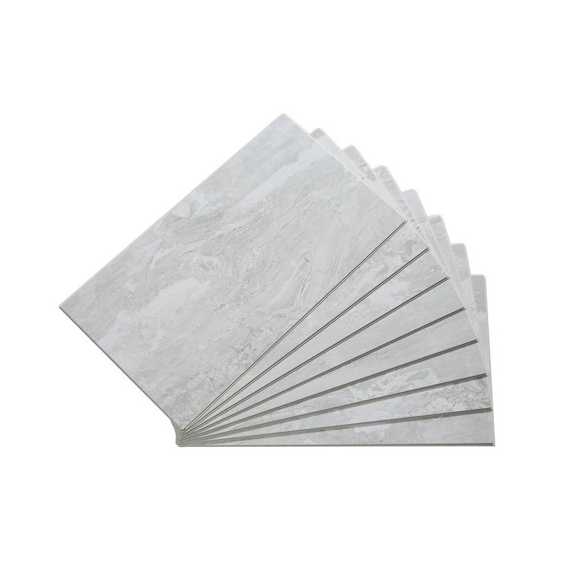 PALISADE Iced Pewter 14.8 in. W x 25.6 in. L Waterproof Adhesive No Grout Vinyl Wall Tile (21 sq. ft./case) 53016