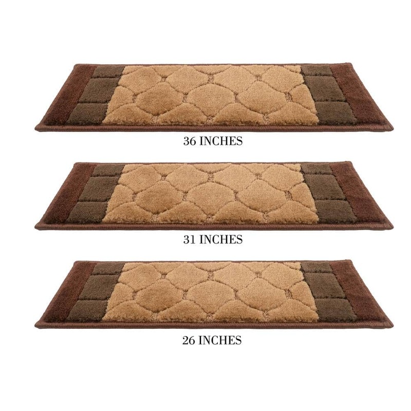 RugStylesOnline Custom Size Stair Treads Volley Brown 7.5 in. x 31 in. Stair Tread Cover (Set of 13) 2408-7.5X31-13