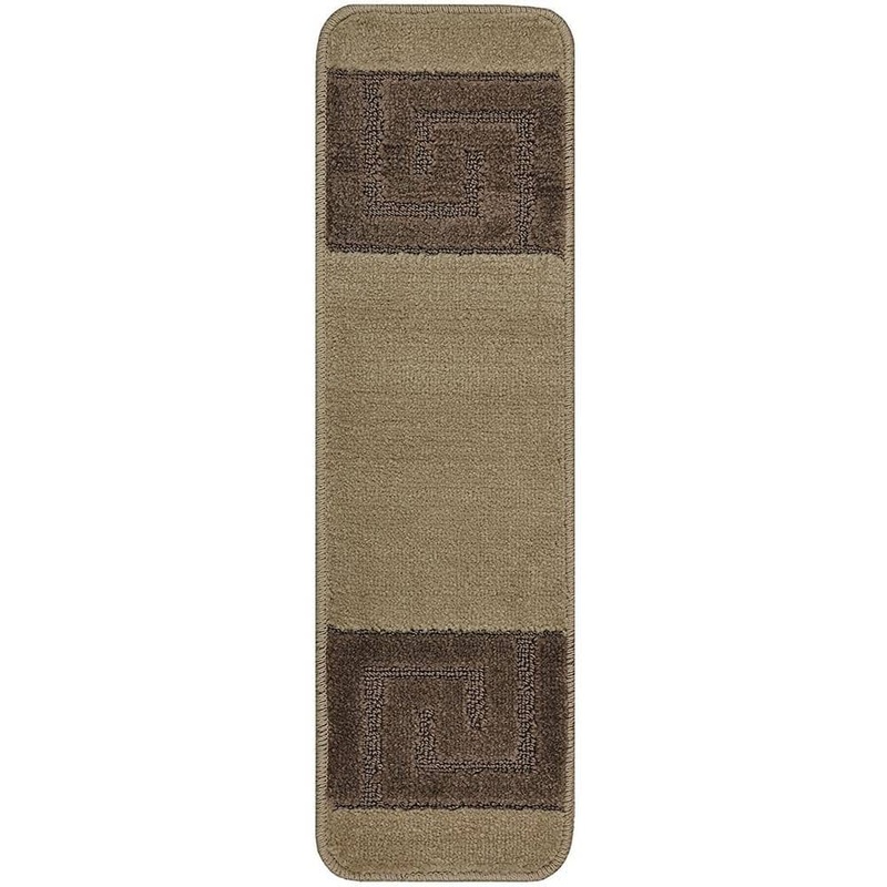 RugStylesOnline Greek Key Collection Beige Color 8 inch x 30 inch Indoor Carpet Stair Treads Slip Resistant Backing Set of 3 MME8X30-BEIG-3