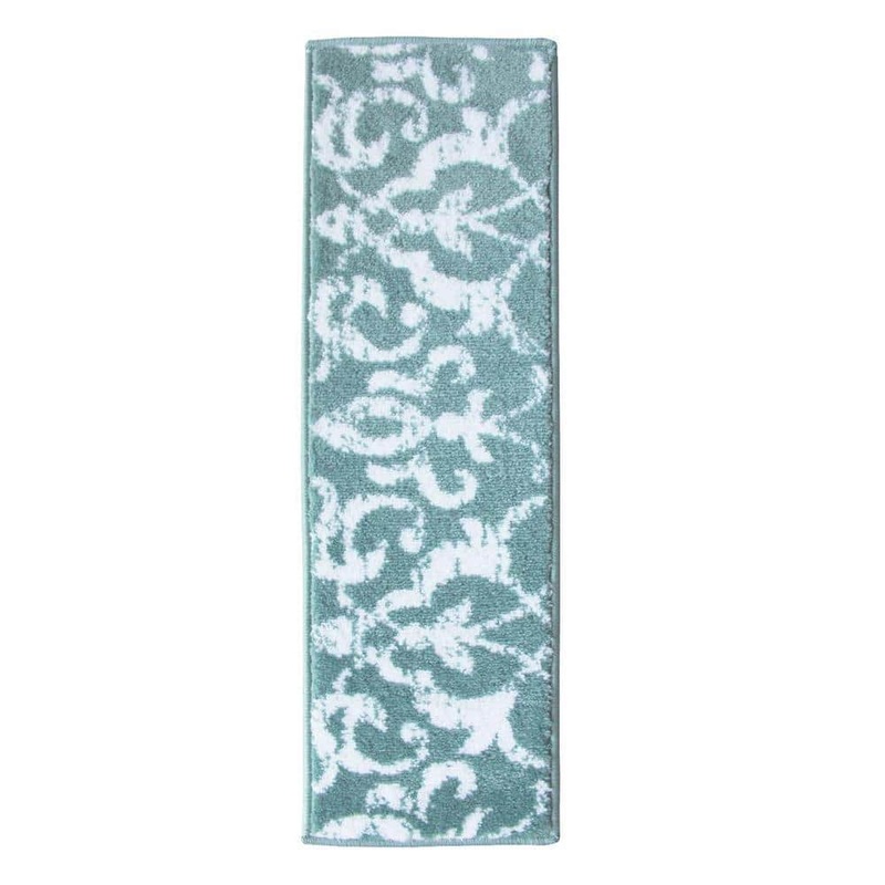 SUSSEXHOME Floral Collection Teal 9 in. x 28 in. Polypropylene Stair Tread Cover (Set of 15) FLRL-TL-15Pack