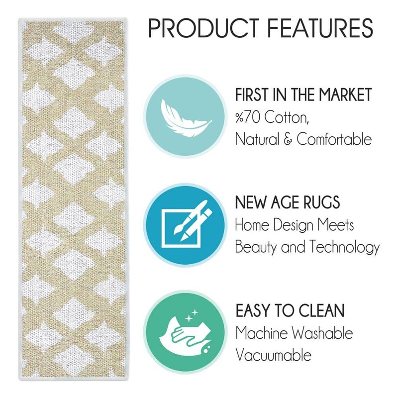 SUSSEXHOME Floral Light Beige 9 in. x 28 in. Cotton Carpet Stair Tread Cover (Set of 13) FLO-BG-13PACK