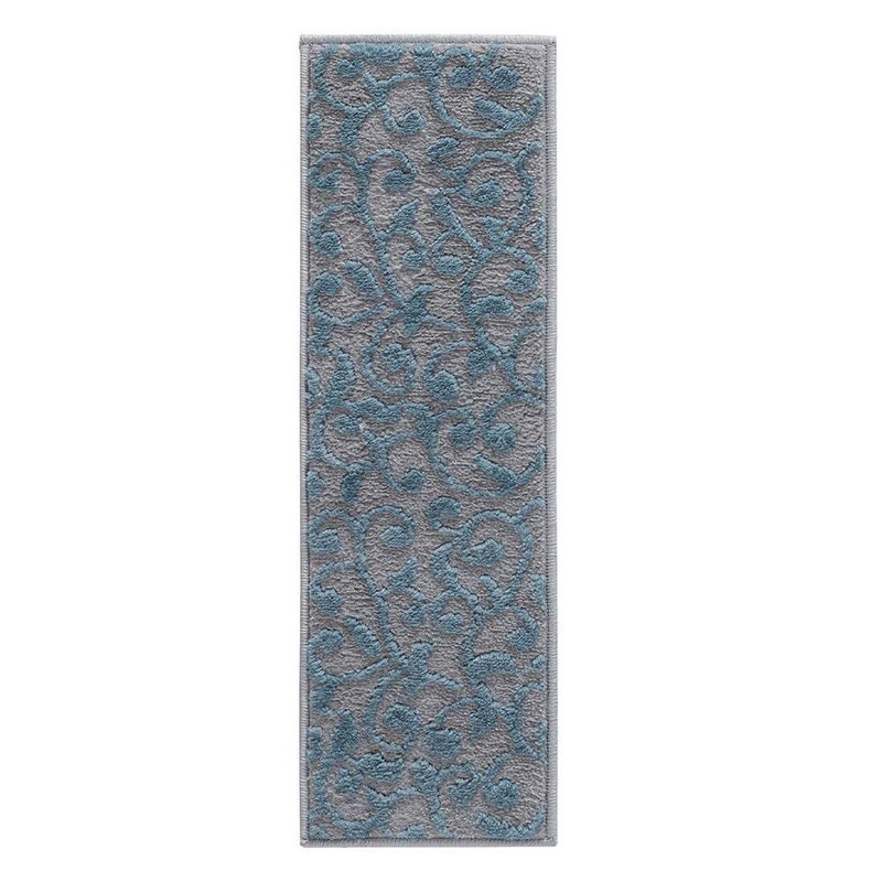 SUSSEXHOME Leaves Collection Teal 9 in. x 28 in. Polypropylene Stair Tread Cover (Set of 7) LEVS-TL-7Pack