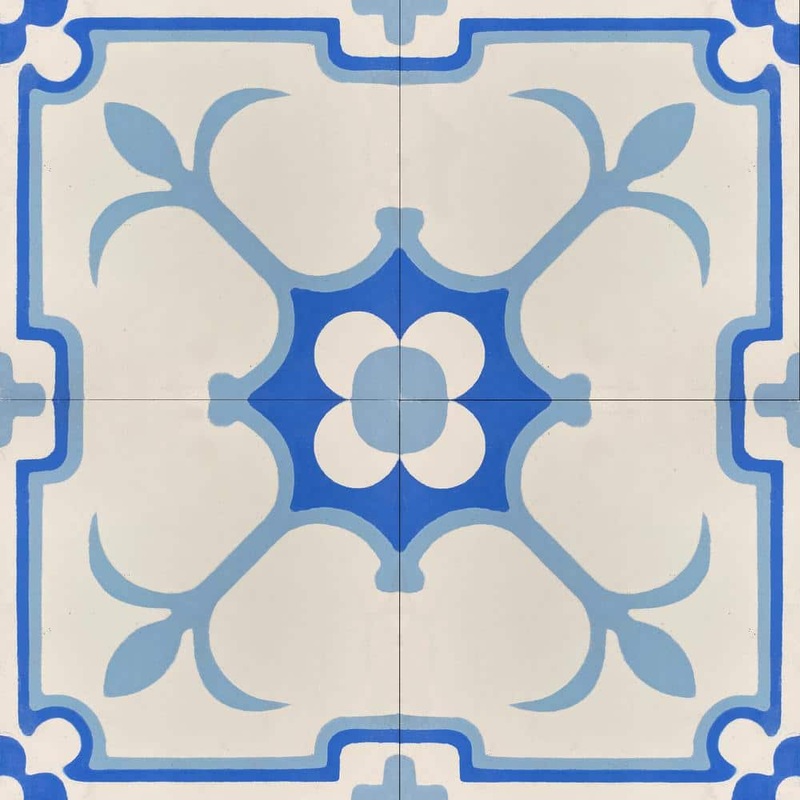 Unbranded KCT 09 Baby Blue, White 8 in. x 8 in. Regular Handmade Floor/Wall Cement Tile (7.11 sq. ft./Box) KCT9-278