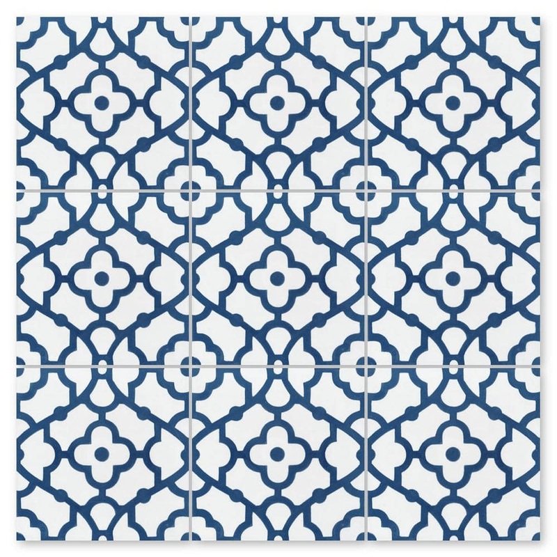Villa Lagoon Tile Breeze Berry Blue and White 8 in. x 8 in. Cement Handmade Floor and Wall Tile (Box of 8/3.45 sq. ft. ) SB20SQ12FR-BREE2-S2-P8