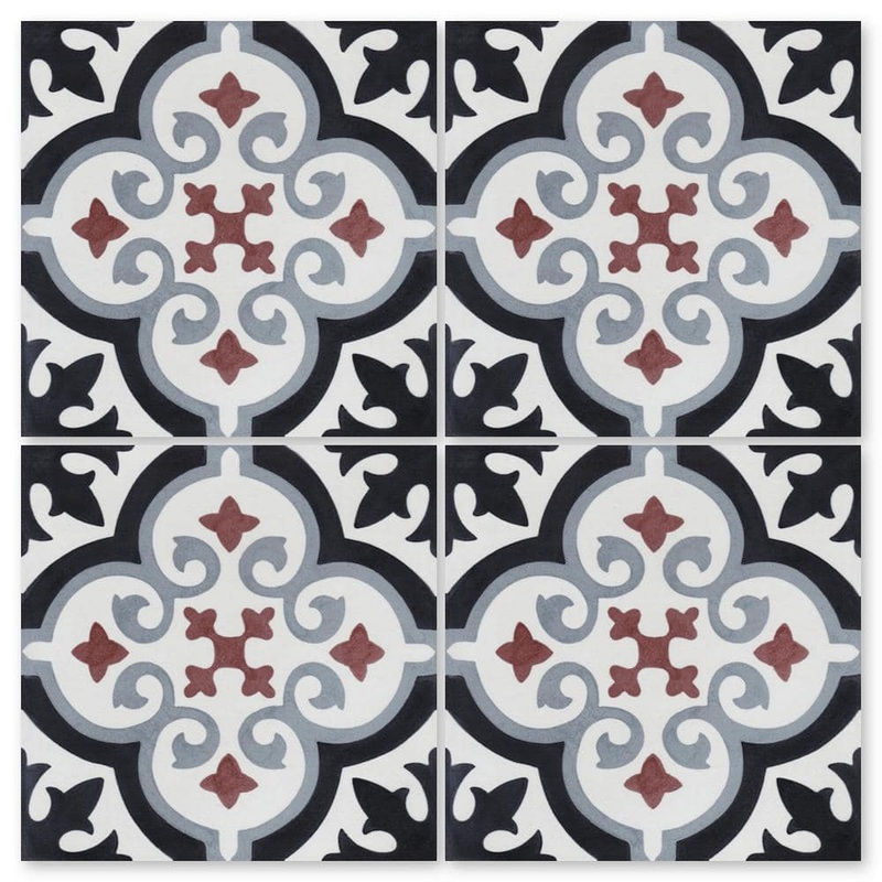 Villa Lagoon Tile Fiore E Winter Multicolor/Matte 8 in. x 8 in. Cement Handmade Floor and Wall Tile (Box of 8/3.45 sq. ft.) SB20SQ12FR-FRRE5-S1-P8