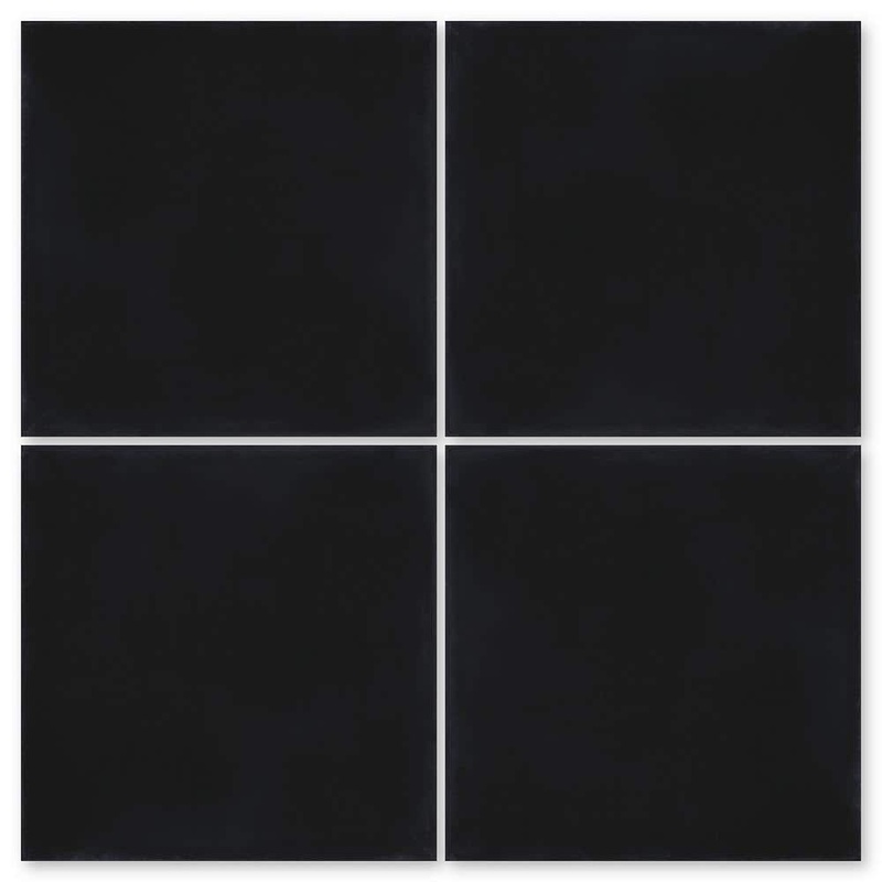 Villa Lagoon Tile Solid Square Black/Matte 8 in. x 8 in. Cement Handmade Floor and Wall Tile (Box of 8/3.45 sq. ft.) SB20SQ12FR-SB2000-P8