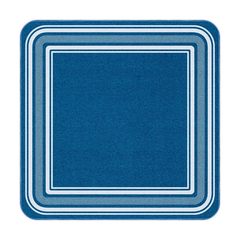 Beverly Rug 8.5 X 26 and 31 X 31 Blue Carmel Bordered Non-Slip Indoor Stair Tread Cover and Landing Mat (Set of 16) HD-CRM30746-KIT15