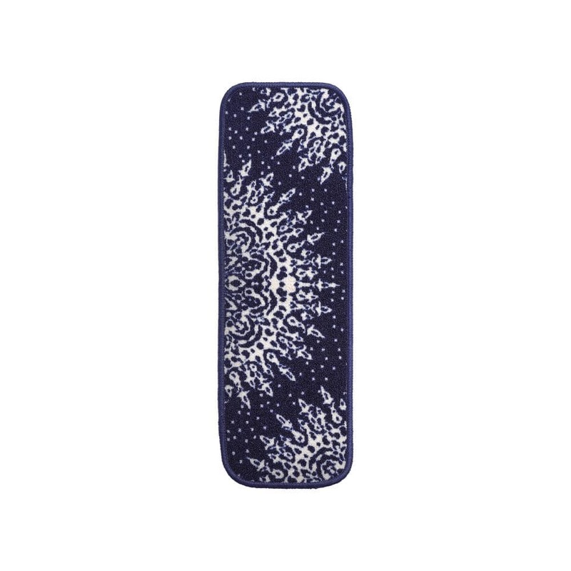 Beverly Rug Medallion Navy 26 in. x 8.5 in. Non-Slip Rubber Back Stair Tread Cover (Set of 8) HD-TRD10366-8PK