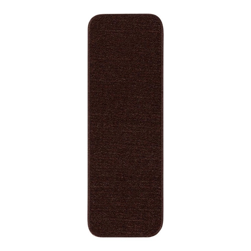 Beverly Rug Print Solid Brown 26 in. x 8.5 in. Non-Slip Rubber Back Stair Tread Cover (Set of 8) HD-TRD10648-8PK