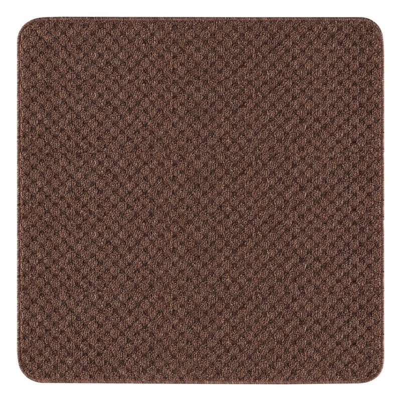 Beverly Rug Waffle Brown 8.5 in. x 26 in. and 31 in. x 31 in. Solid Border Non-Slip Stair Tread Cover and Landing Mat (Set of 16) HD-TRD10148-KIT15