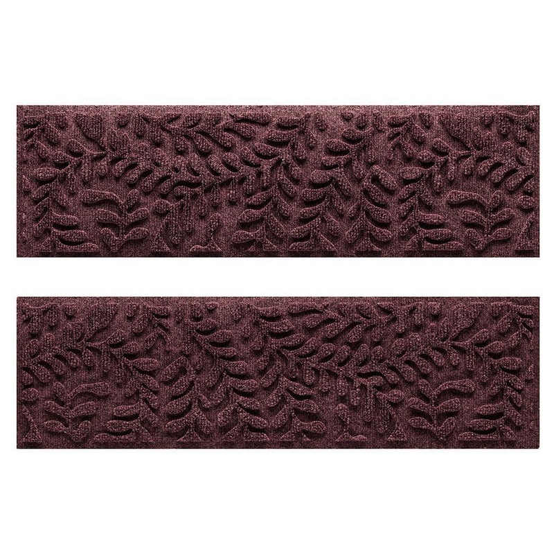 Bungalow Flooring Waterhog Boxwood 8.5 in. x 30 in. PET Polyester Indoor Outdoor Stair Tread Cover (Set of 4) Bordeaux 20561601
