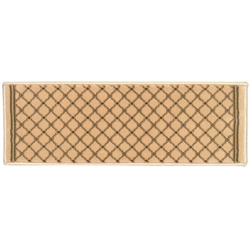 Natco Kurdamir Derby Ivory 9 in. x 26 in. Stair Tread Cover 2028IVST27H