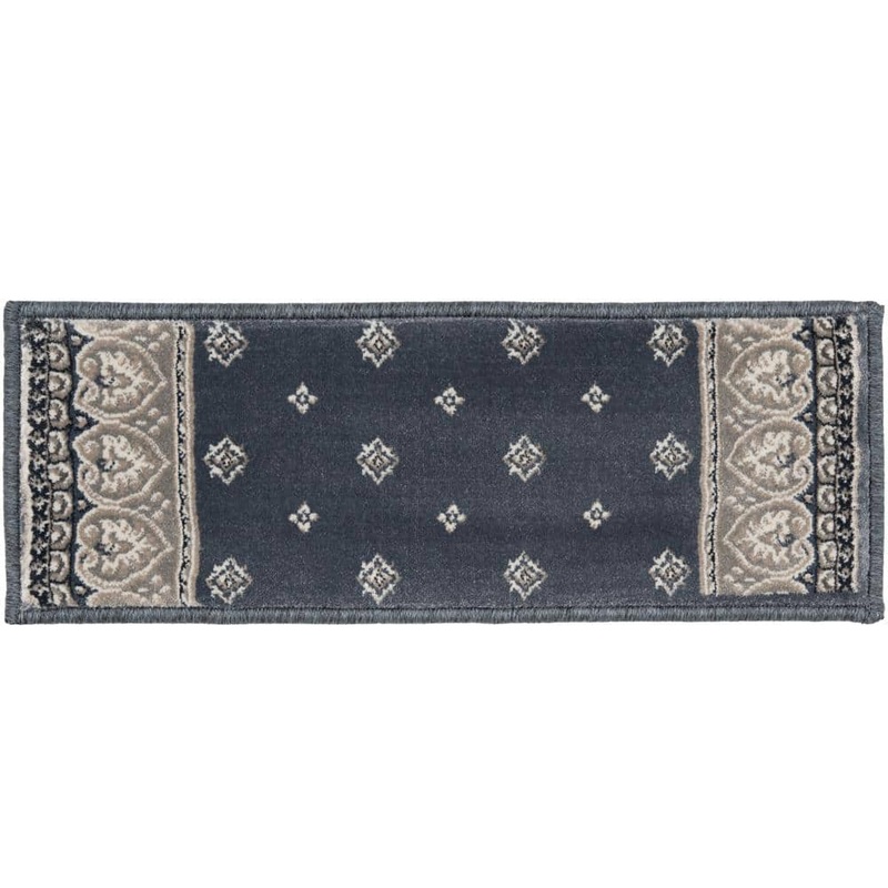 Natco Kurdamir Fleur de Lis Shade/Chalk 9 in. x 26 in. Polypropylene Stair Tread Cover 2848SHCST26H