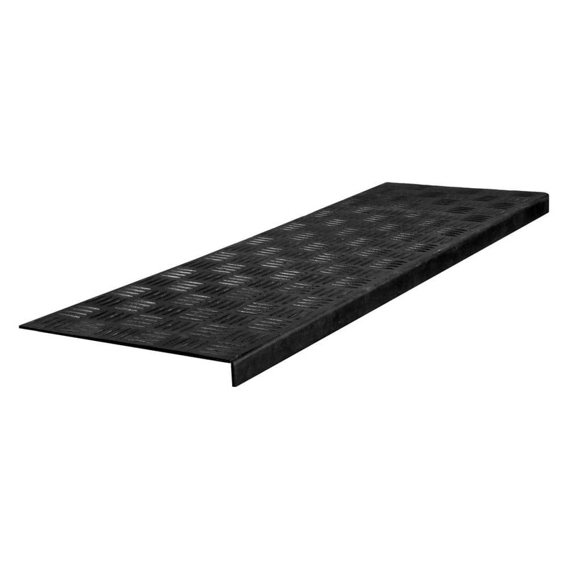 Ottomanson Black 10 in. x 30 in. Non-Slip Indoor/Outdoor Rubber Stair Tread Cover (Set of 5) RDM8103-5PK
