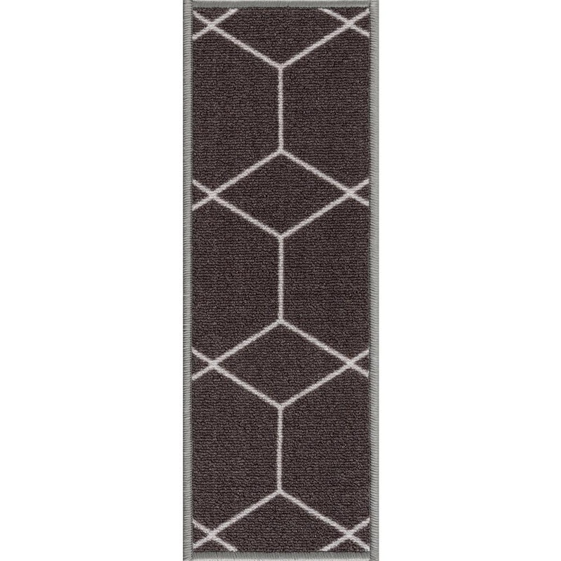 PLAYA RUG Hexagon Dark Gray 8.5 in. x 26 in. Nylon Stair Tread Cover (1 Piece) ADST-8X26-1PC-Hexagon-D.GREY