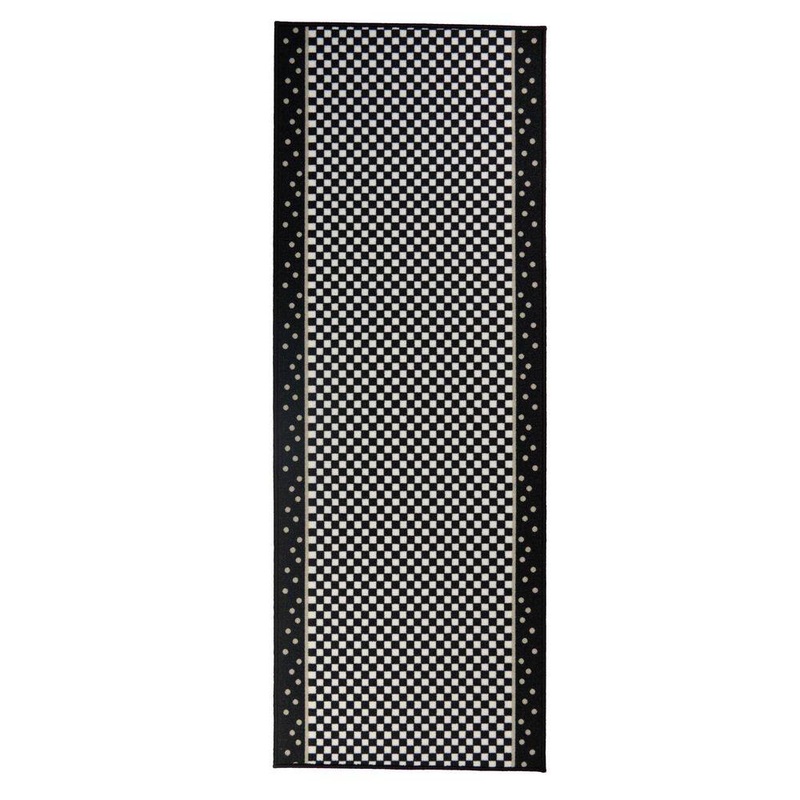RugStylesOnline Checkered Roll Runner Cut to Size Black & White 31.5
