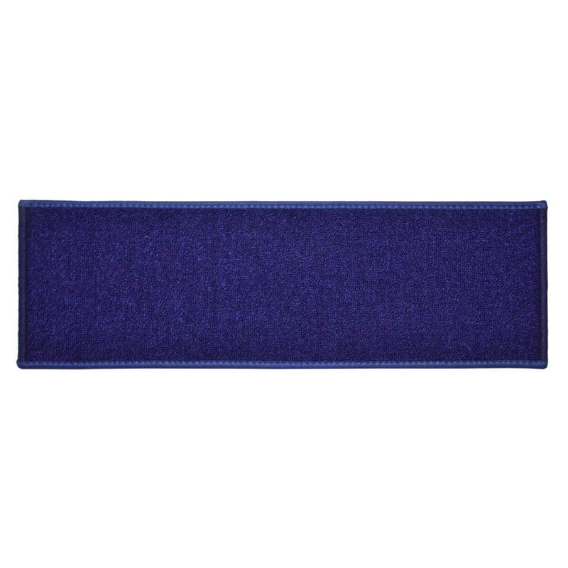 RugStylesOnline Custom Size Stair Treads Solid Navy 12 in. x 31.5 in. Indoor Carpet Stair Tread Cover Slip Resistant Backing (Set of 13) 1600-12X32-13